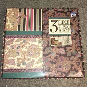 3 Piece Photo Album Set Paisley and Stripes BNIP